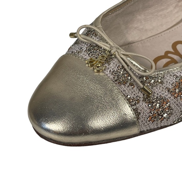 Sam Edelman Sara Gold Toe Glitter Leopard Slip On Ballet Flats Sz 10 - Picture 4 of 13
